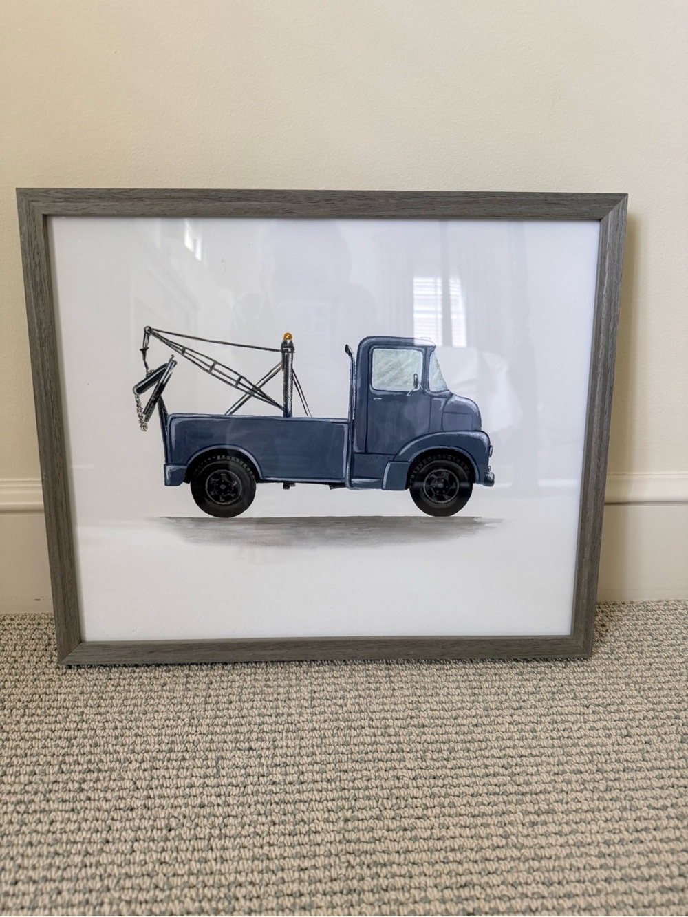 Restoration Hardware Blue and Gray Tow Truck Wall Art
